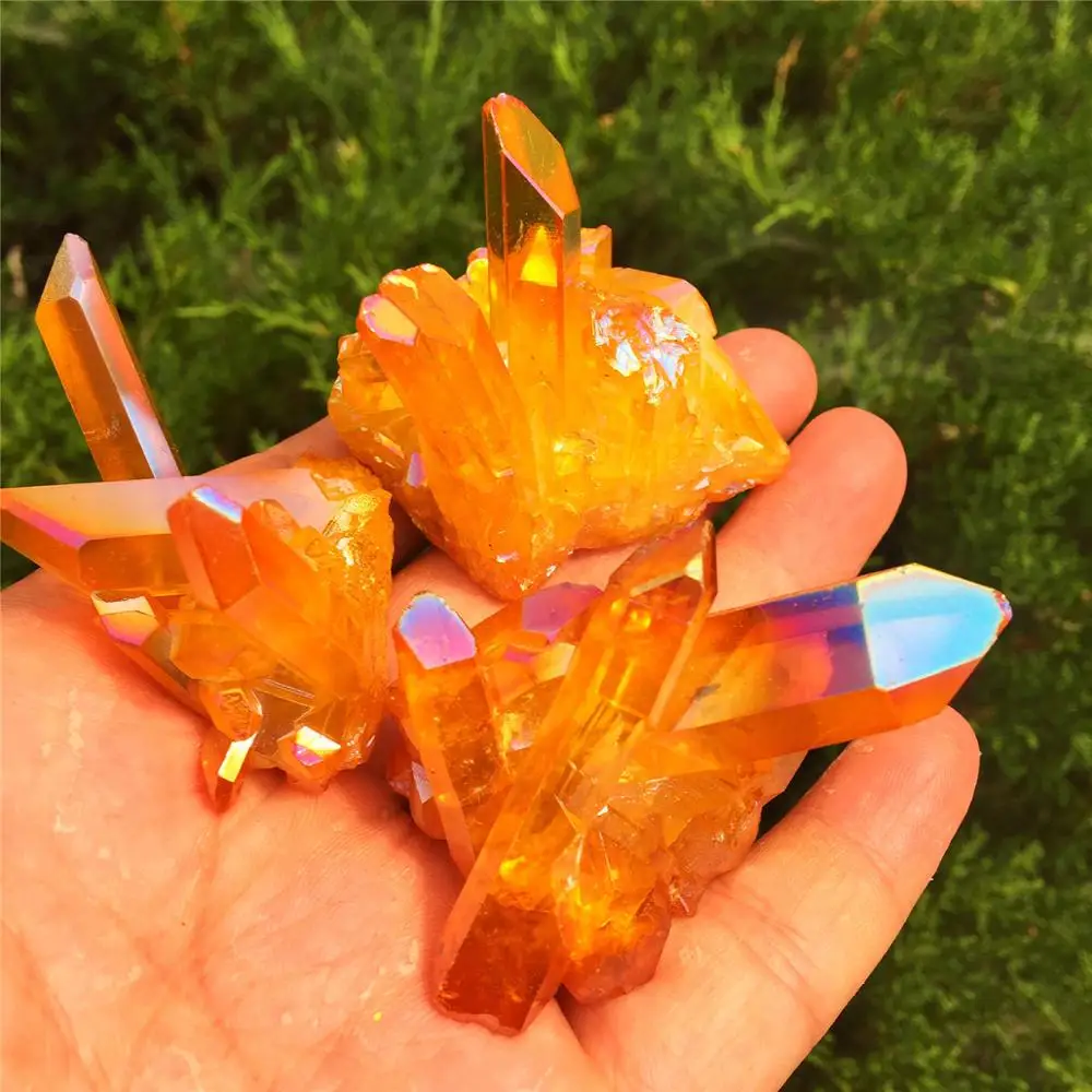 1 шт. редкий красивый желтый кристалл пламени ауры кварцевый кластер