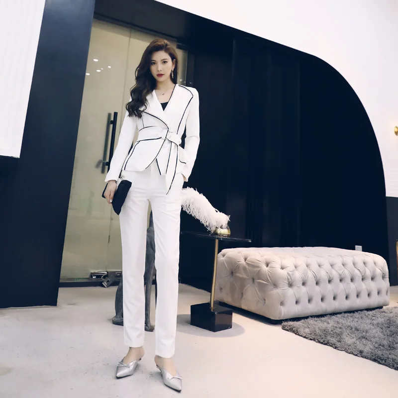 Европейская станция дамы Весна 2019 женский модный костюм из двух частей модное