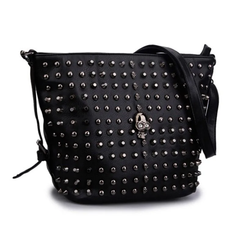 Женская мода Череп Сумка Заклепки Мини Лоскут Креста Тела ИСКУССТВЕННАЯ Кожа