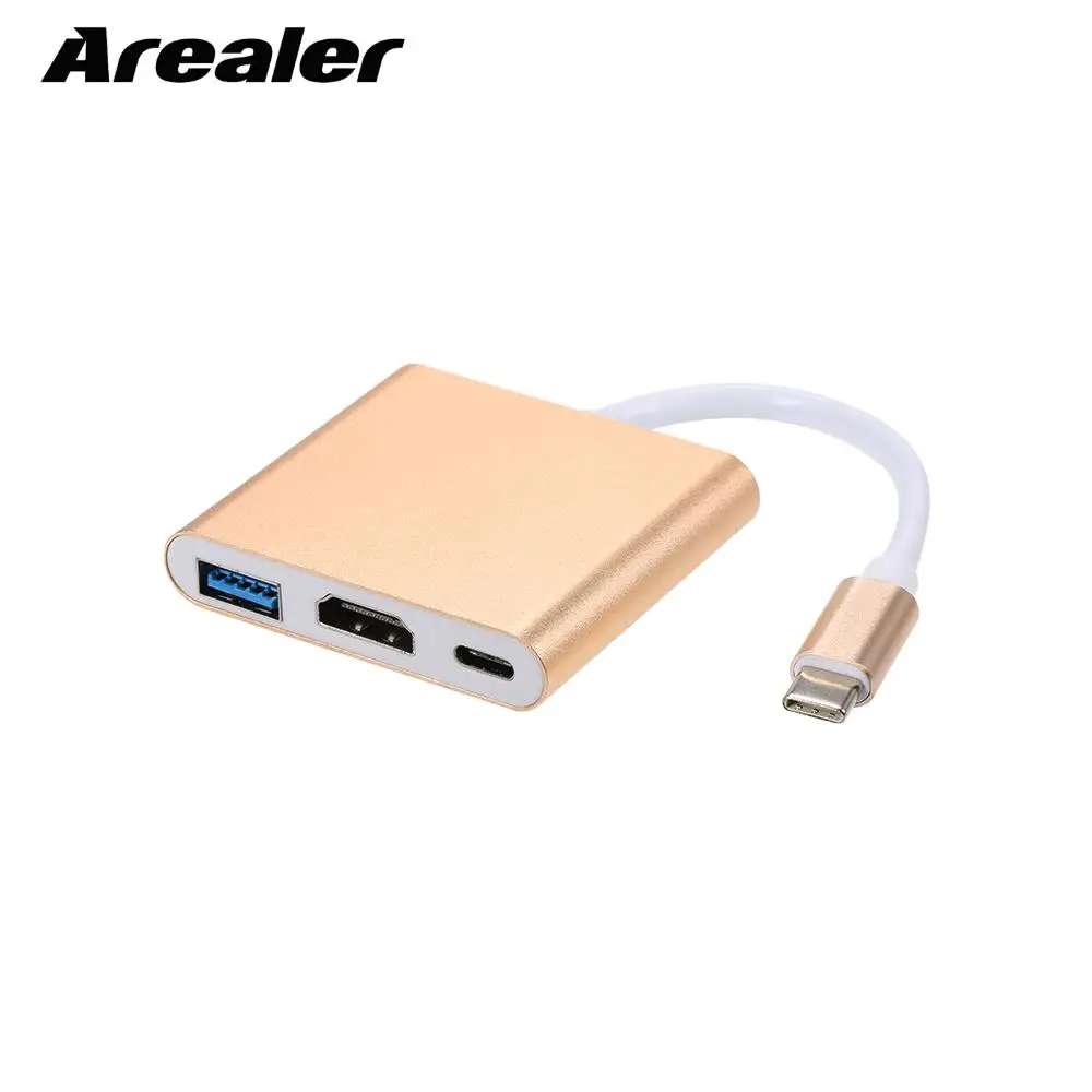 USB 3,1 Тип с разъемами типа C и USB 3,0/HD/Тип-C концентратор USB-C 3-в-1 адаптер ключ подставка с зарядным устройством для Macbook Pro, Dell XPS 13