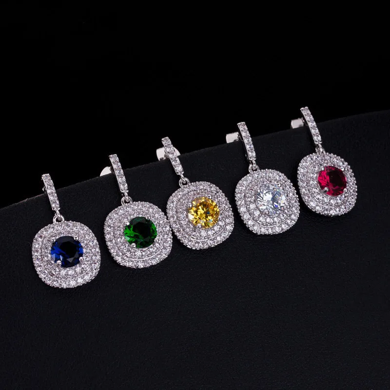 Luxury necklace pendant and earrings micro pave setting yellow AAA CZ cubic zirconia jewelry set|cubic set|jewelry setszirconia sets |