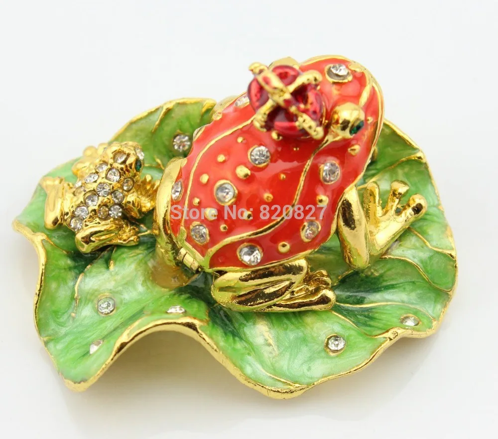 Legendary Bachelorette Frog Prince Crystals Toad King Crown Jewelry Box Lily Pad (6.8*4.8*3.5 CM (L*W*H)) | Украшения и