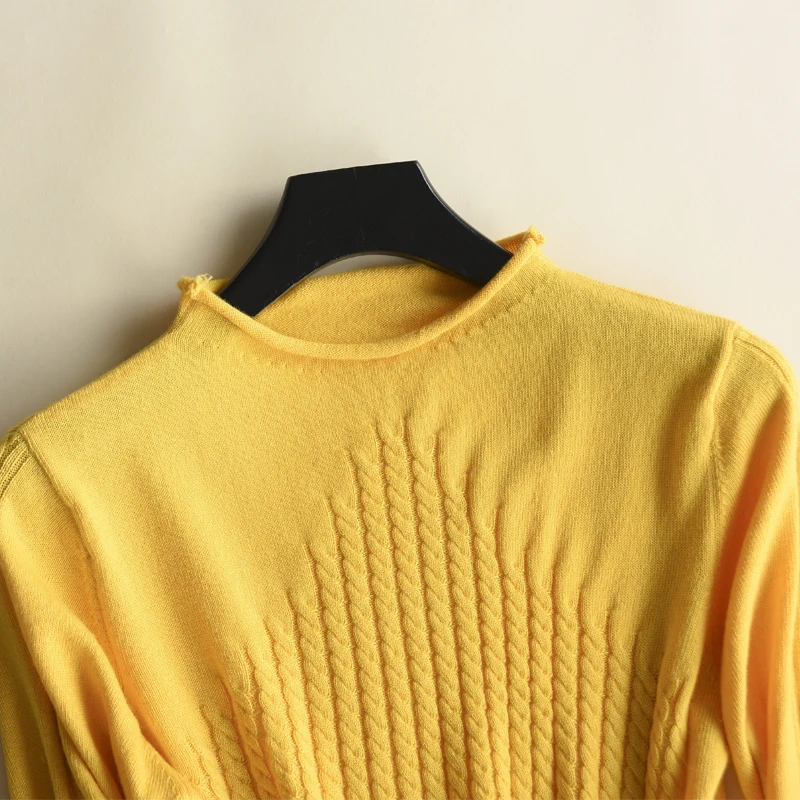 SZDYQH Twist Pattern Sweaters Women Autumn Fashion Short Sleeve Basic Pullover Female Jumpers O-neck Solid Spring Casual Tops | Женская