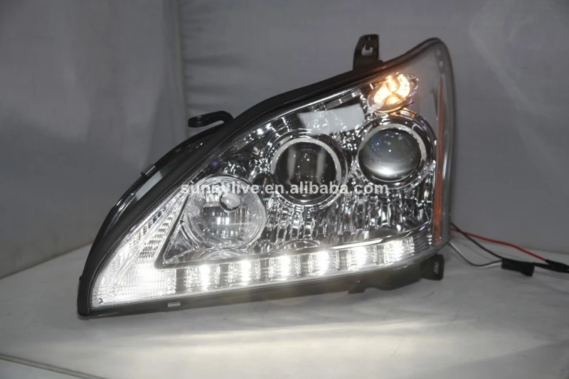 2004-2009 год для Lexus RX330 RX350 светодиодный ные фары хромированный корпус желтый