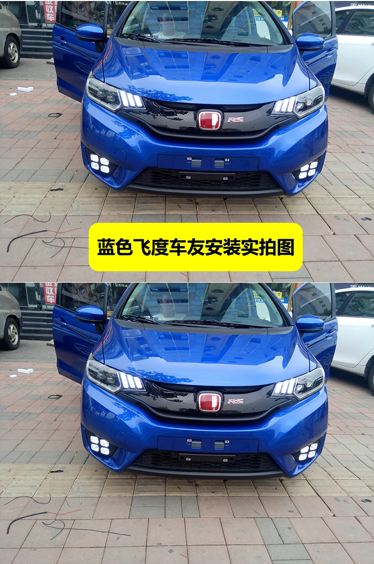 Автомобильный Стайлинг для Honda Fit/JAZZ- светодиодный автомобильный Головной фонарь в сборе светодиодный Demon Eyes DRL указатели поворота прожекторные линзы