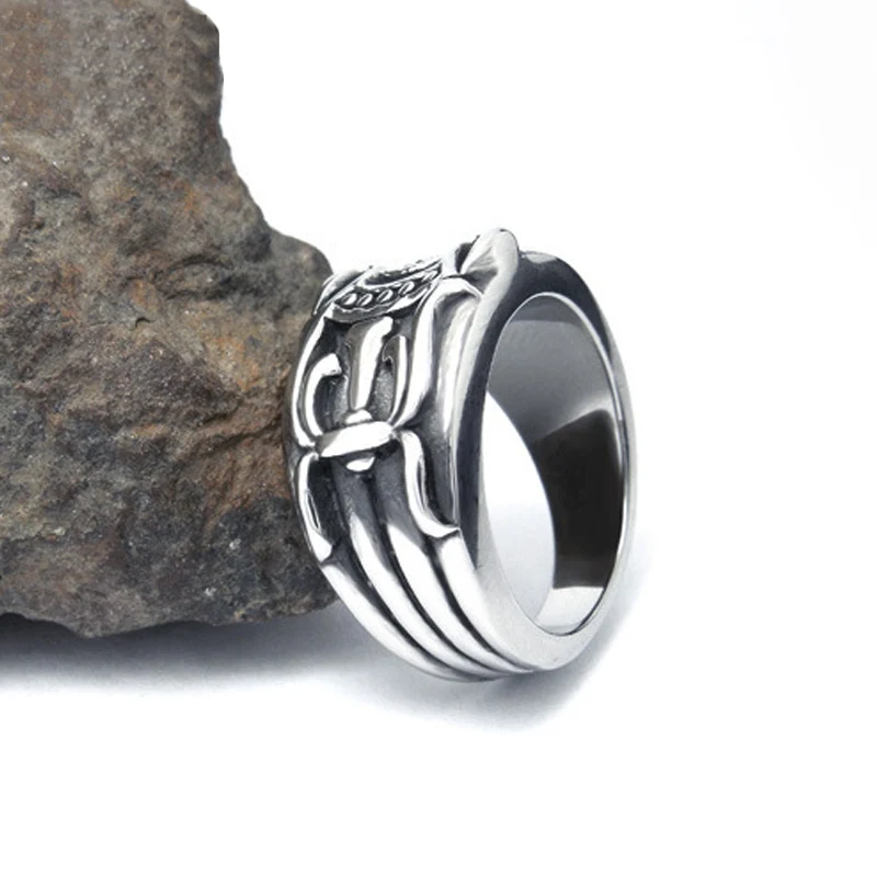 Timmilyar Vintage Antique Engraving Ring Men Titanium Steel Jewelry Accessories Gift For A Friend | Украшения и аксессуары