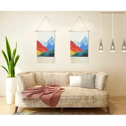 16x24 дюйма макраме настенный красочный Тканый гобелен с кисточкой для дома