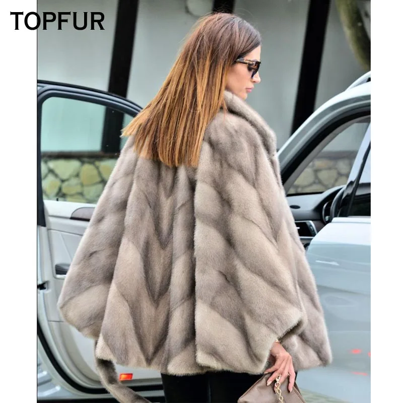 TOPFUR 2019 Новая мода зимнее женское пальто летучая мышь из натурального меха для