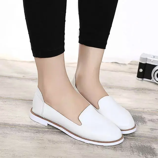 summer 2015 British wind with low side small white shoes round head foot doug institute women's peas | Обувь