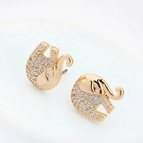 

New Design Austrian CZ Earrings for Women Cute Elephant Stud Earrings Gold Colors Animal Bijoux Fashion Jewelry Brincos