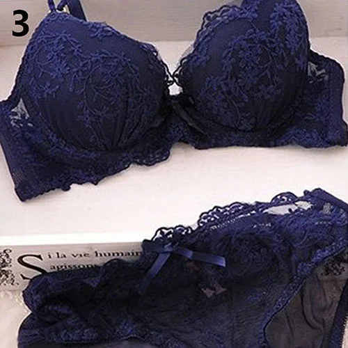 Женский комплект нижнего белья пуш ап трусики с цветочной вышивкой и бантом|bra