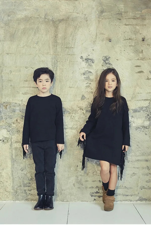 Girls 2016 Winter children thicker dress Mother and child - loaded cotton cashmere fringed suede dresses | Мать и ребенок