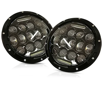 2pc 7 дюймов круглые фары светодиодные фары с высоким ближнего света DRL ж/H4 для H13 адаптер для преобразования - Цвет: 2pc