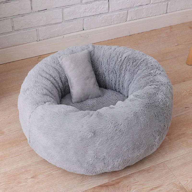 Серый теплый плюш Indoor Кошкин дом собака кровать для средних аппарат