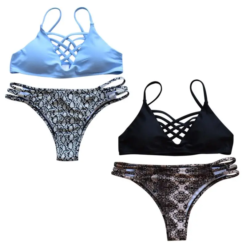 2017 Летний стиль цветочный принт женский бикини набор крючком кружевной