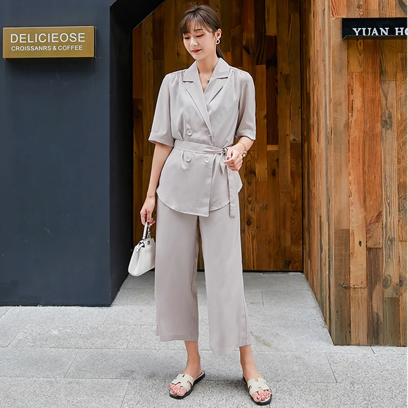 Модные пояса хаки женские брюки костюмы зубчатый вырез Блейзер куртка и с