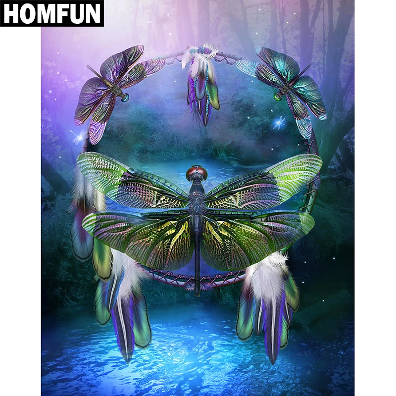 HOMFUN Full Square/Round Drill 5D DIY Diamond Painting &quotDream dragonfly&quot Embroidery Cross Stitch Home Decor Gift A01374 | Дом и сад