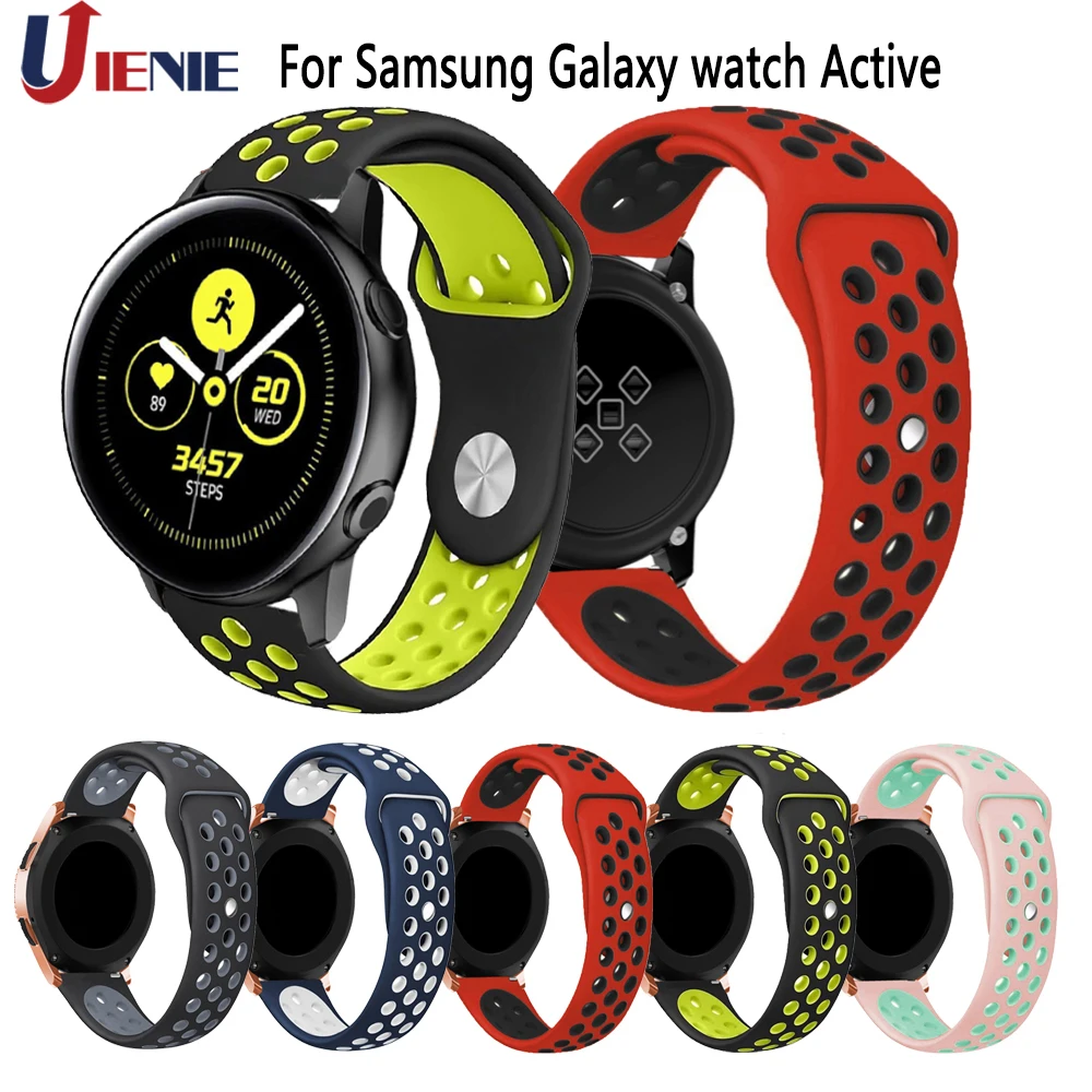 Uienie 20 мм ремешок для часов Samsung Galaxy Watch Active 2 Смарт часы силиконовый вида цветов