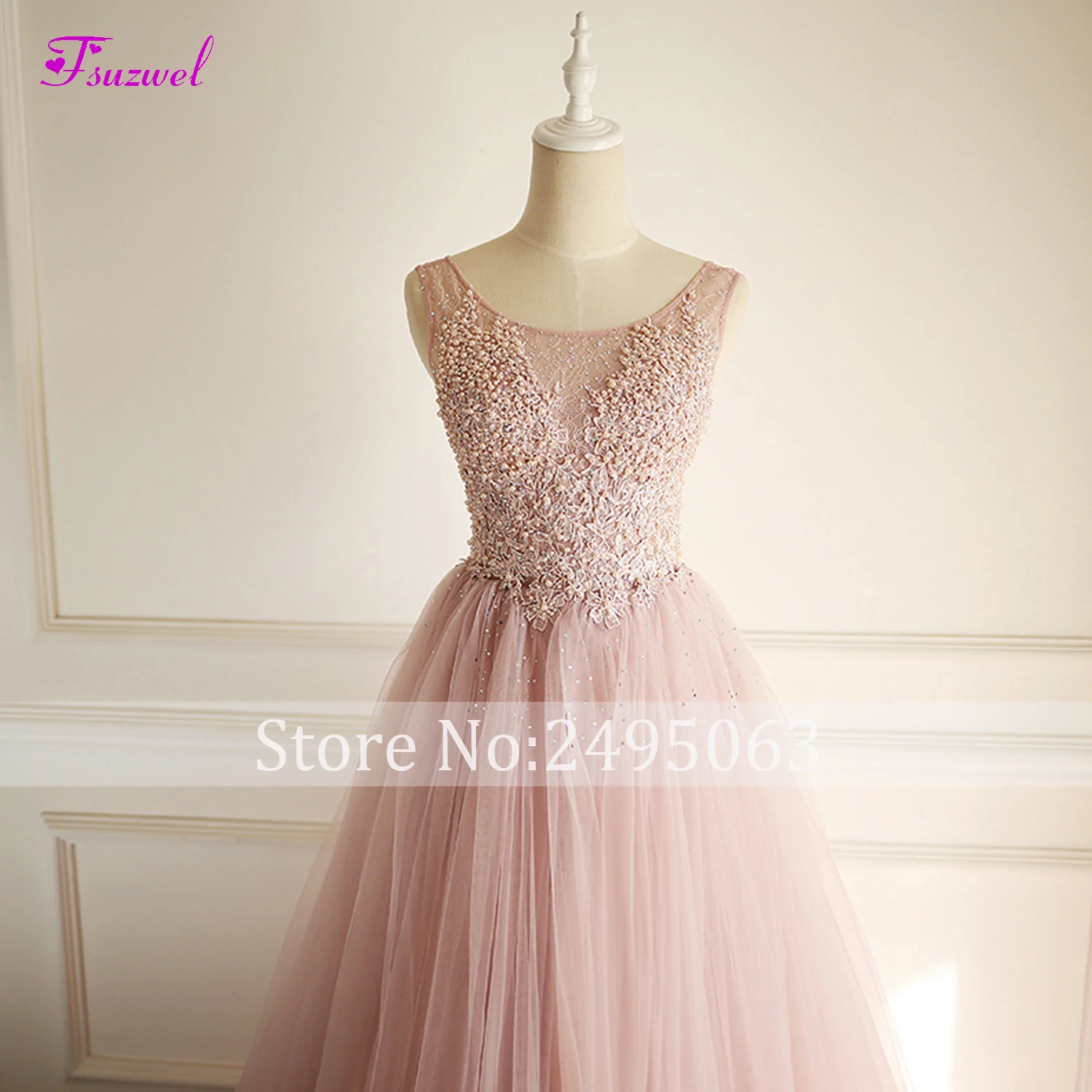 Fsuzwel Designer Scoop Neck Lace Appliques Bohemian Wedding Dress 2019 Luxury Beaded Pearls A-Line Gown Vestido de Noiva | Свадьбы и
