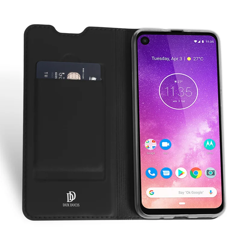 DUX DUCIS PU кожаный чехол для Motorola One Vision Coque Роскошный тонкий слот для карт откидная крышка для Motorola One Vision чехол