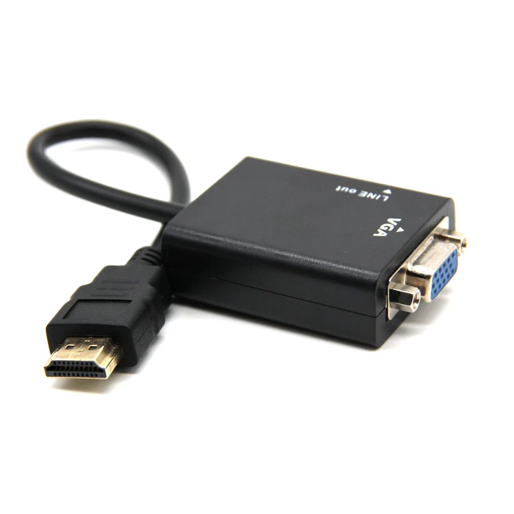 HDMI-совместимый штекер на VGA с аудио HDCable адаптер преобразователя 1080P цифровой-мини
