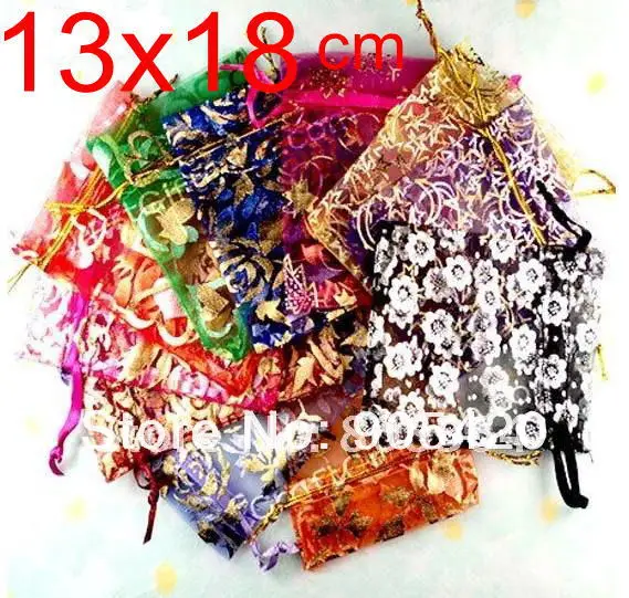 

OMH wholesale 50pcs 13x18cm 10color mix chinese Christmas Wedding voile gift bag Organza Bags Jewlery packing Gift Pouches BZ08