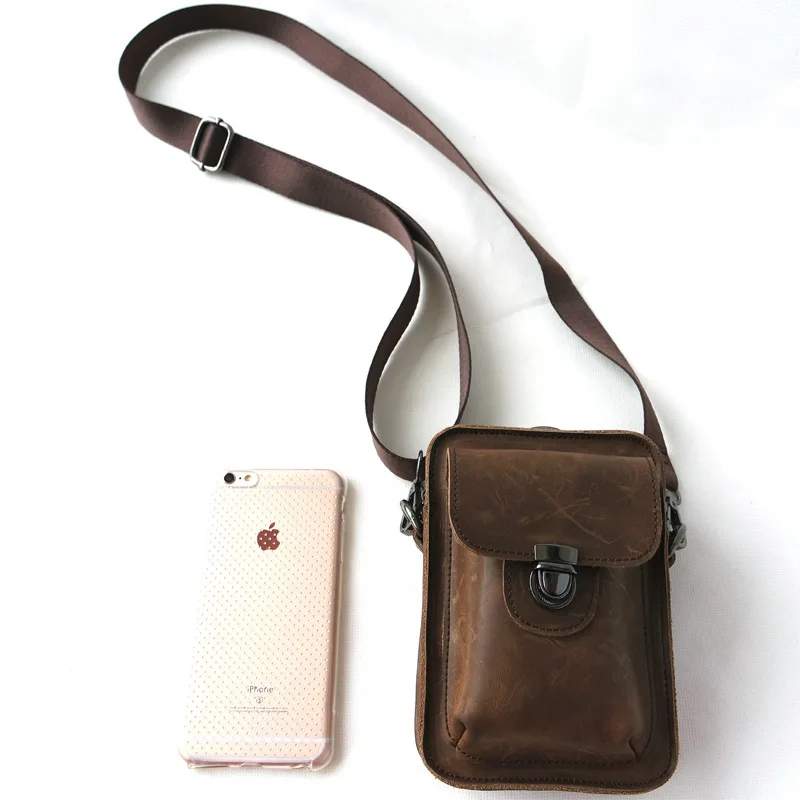 Jisoncase New Arrivals Genuine Leather Vintage Men's Shoulder Messenger Bag Fashion Men Bags Zipper Style Small Size | Багаж и сумки