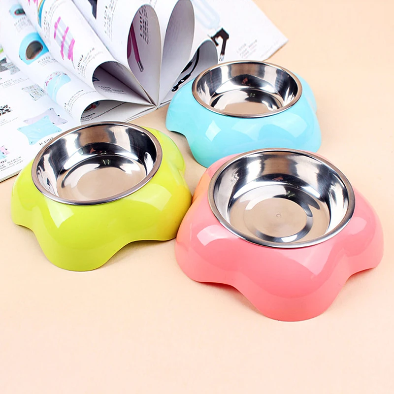 Миска для собак из нержавеющей стали синяя/Розовая/желтая миска кошек кормушка
