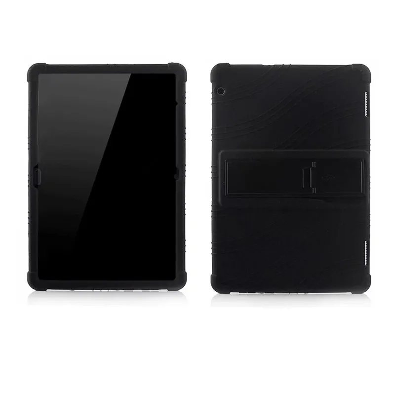 black Силиконовый чехол для huawei mediapad T5 AGS2-W09/L09/L03/W19 10," Чехол-подставка для планшета huawei mediapad T5 10 мягкий Чехол+ пленка+ ручка - Цвет: black