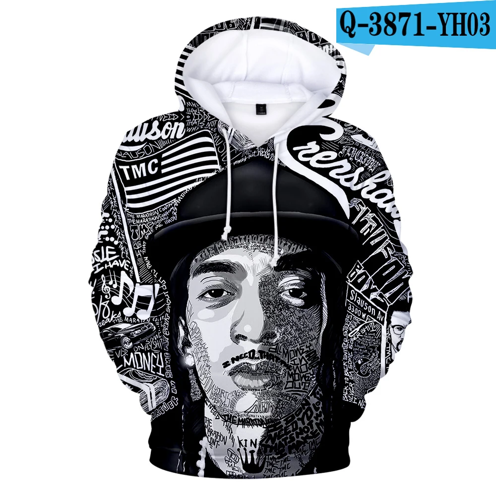 3D Nipsey Hussle Толстовка Свитера большого размера уличная топы весенние мужские толстовки женские пуловер с капюшоном спортивный костюм - Цвет: 3D
