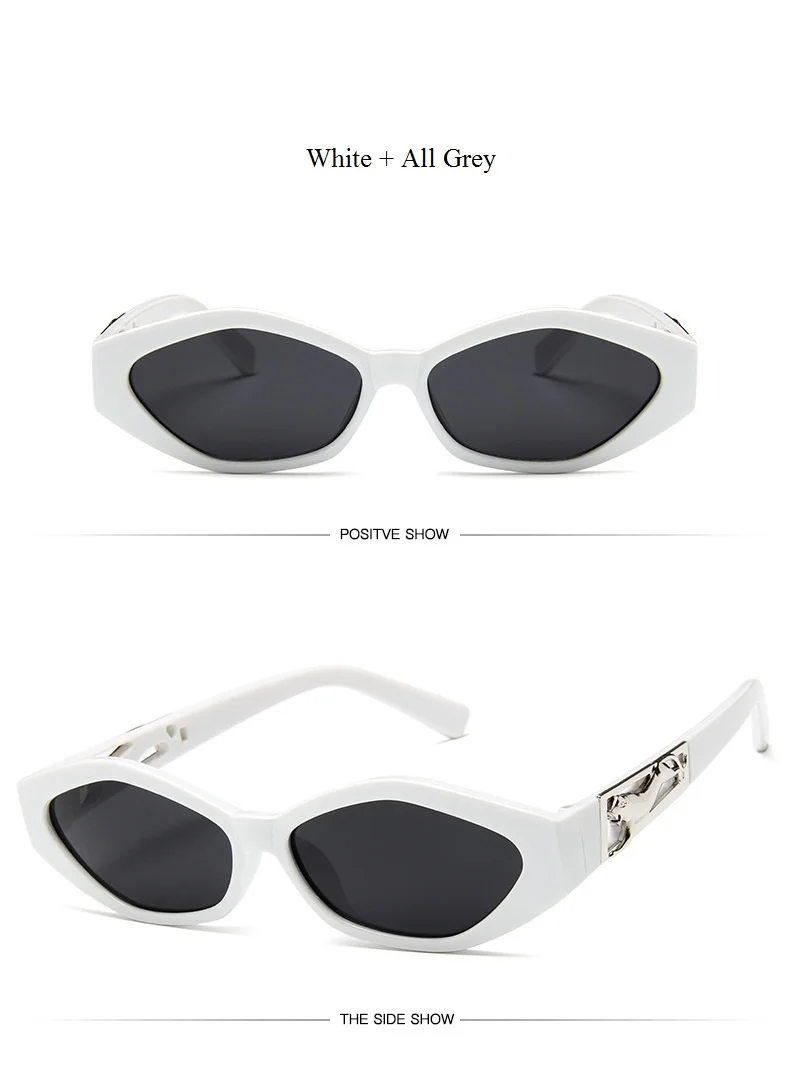 New Sunglasses Fashion Brand Ladies Sun Glasses Small Frame Cat Eye Cool White 3D Leopard Frame Black Yellow Blue Lens