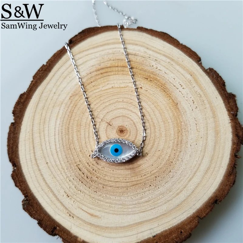 5pcs 2017 Wholesale genuine mother of pearl turkish eye fashion 925 sterling silver necklace | Украшения и аксессуары