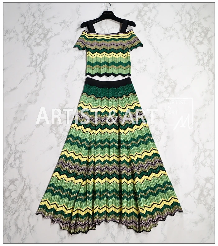 Женская трикотажная юбка с геометрическим узором облегающий топ вырезом