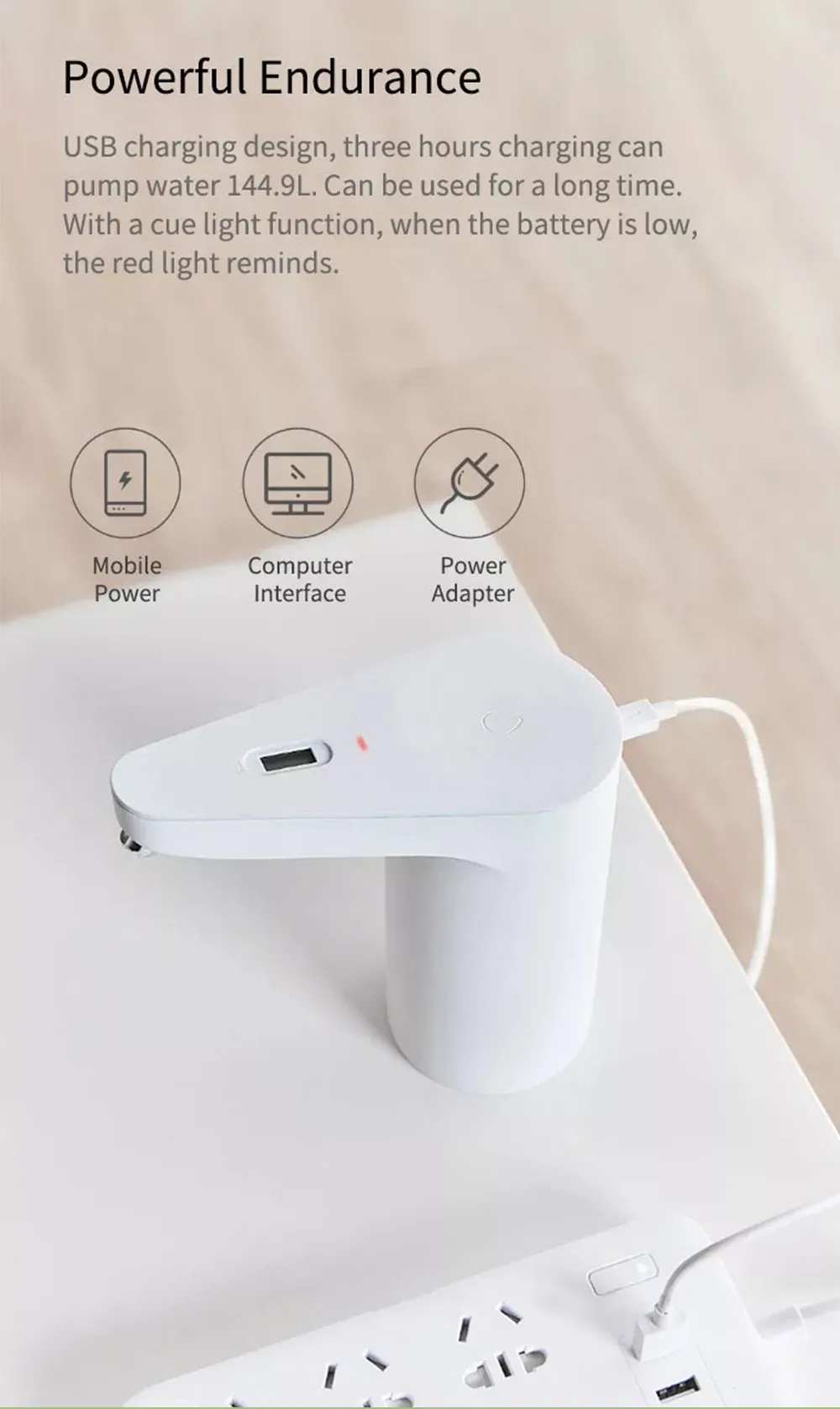 TDS автоматический USB водяной насос перезаряжаемый дозатор бытовой электрический датчик качества воды насос от Youpin