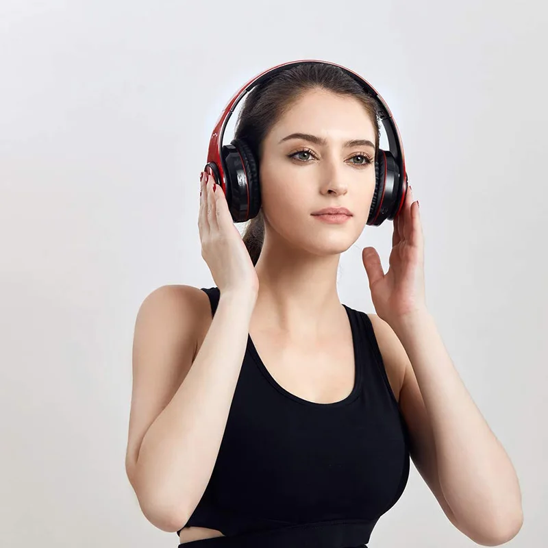 Bluetooth Наушники накладные, беспроводная гарнитура с микрофоном и холодный светодиодный светильник, Портативный и складной, шумоподавляющий стерео