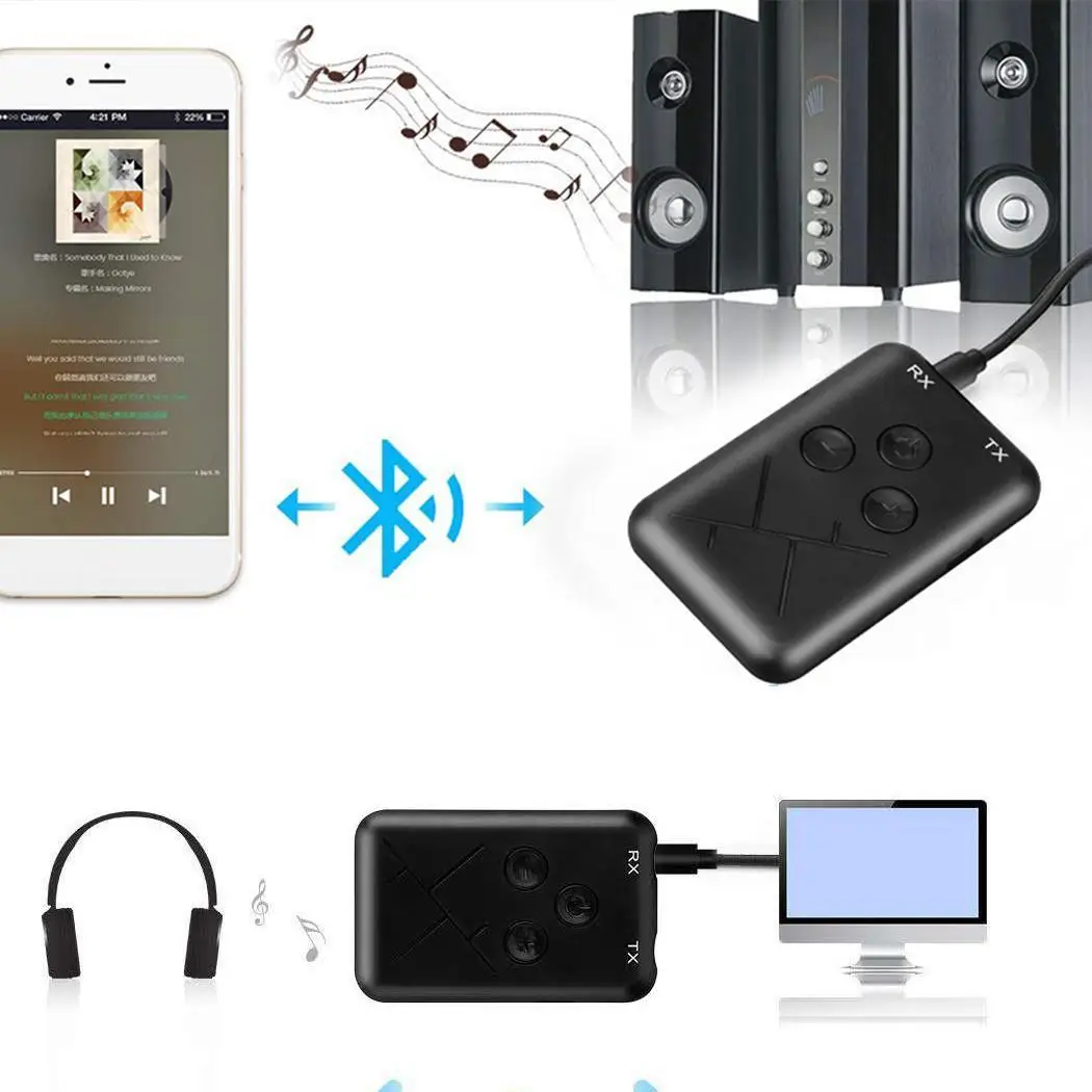 Bluetooth 5 0 передатчик и приемник 2-в-1 Беспроводной 3 мм адаптер для ТВ/домашний звук