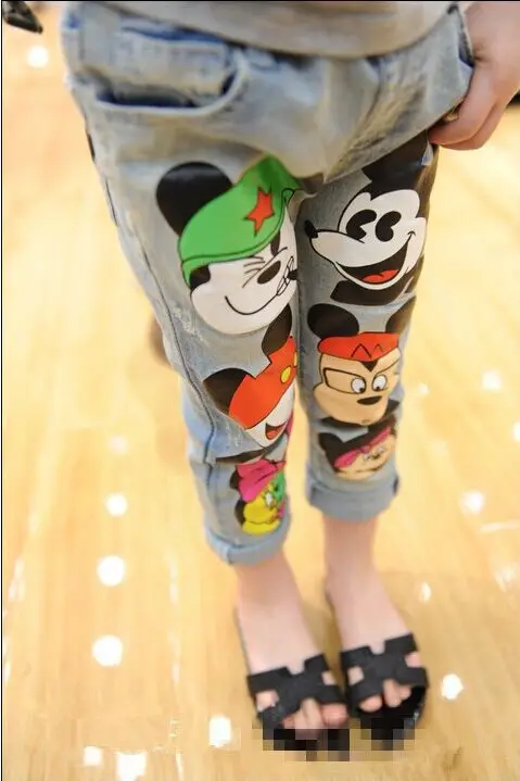 Джинсы для маленьких девочек весенние обтягивающие джинсы Детские корейские с