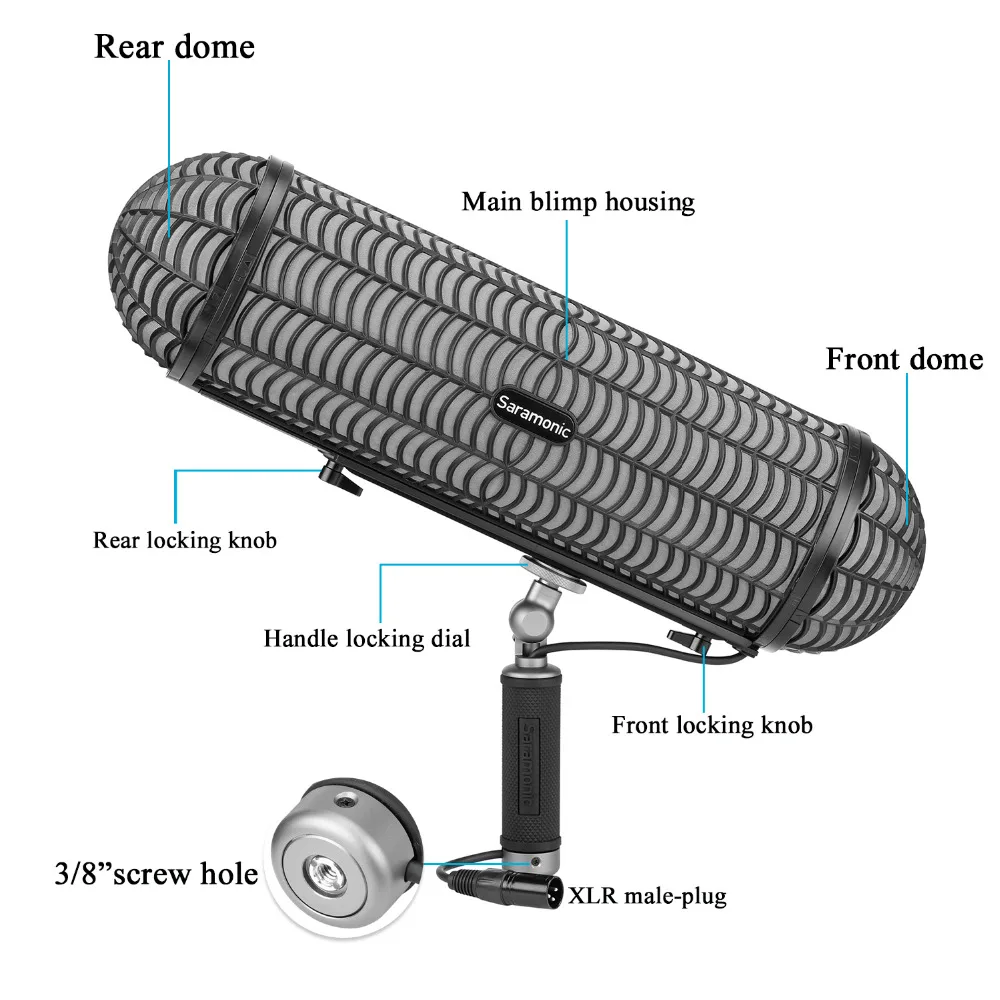 Saramonic SR-WWPS Система ветрового стекла и подвески с XLR Male Female вход s &amp 3 Shockmount для