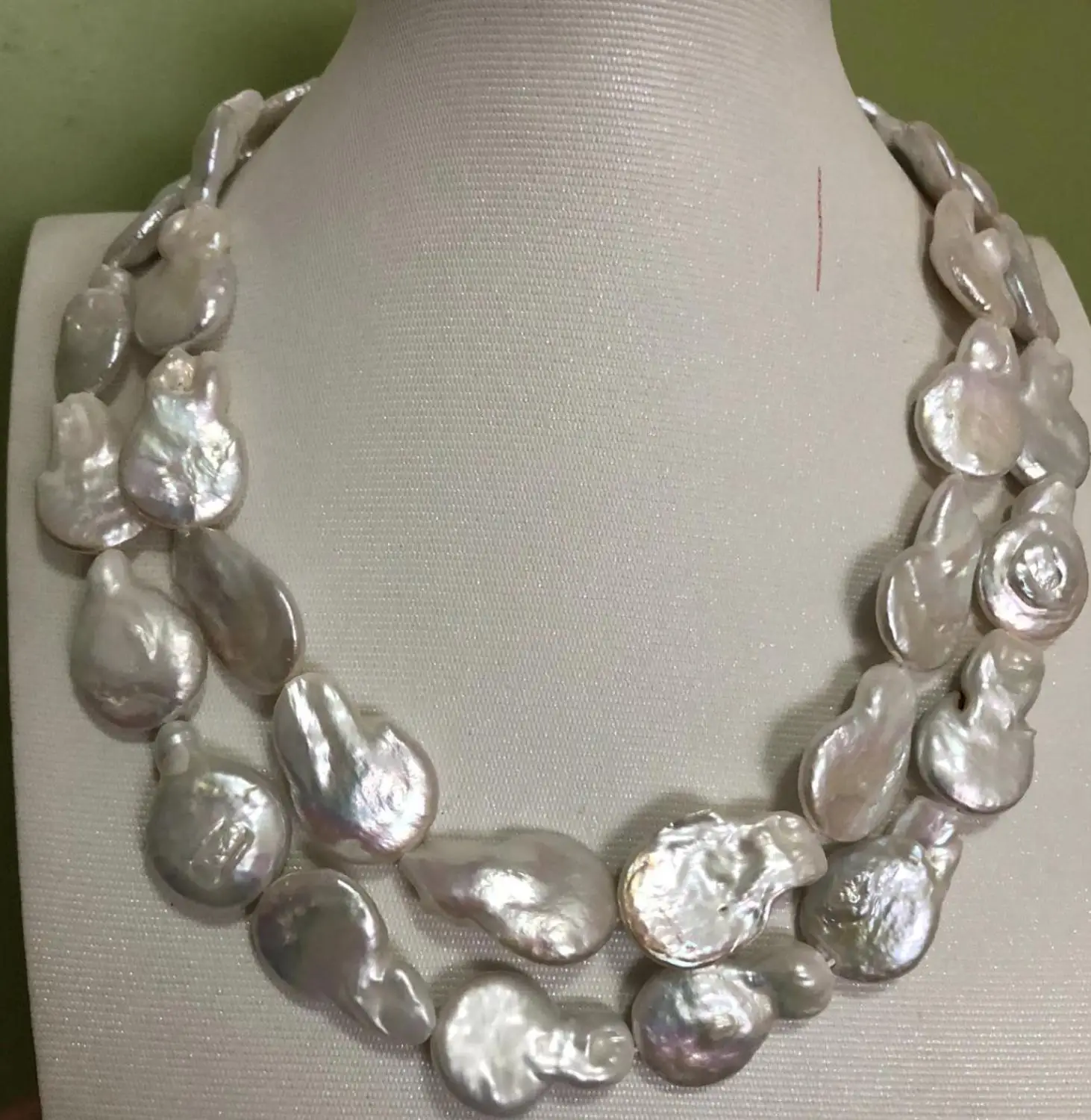 Огромные 16 17 мм двойные пряди Южно морского белого жемчуга necklace18 &quot19&quot