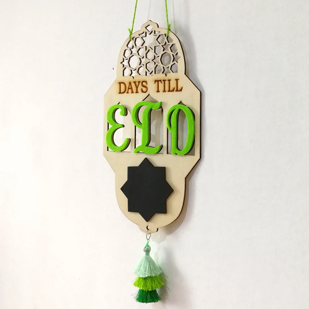 Eid Рамадан Декор Висячие деревянные таблички знак счетная доска мусульманский
