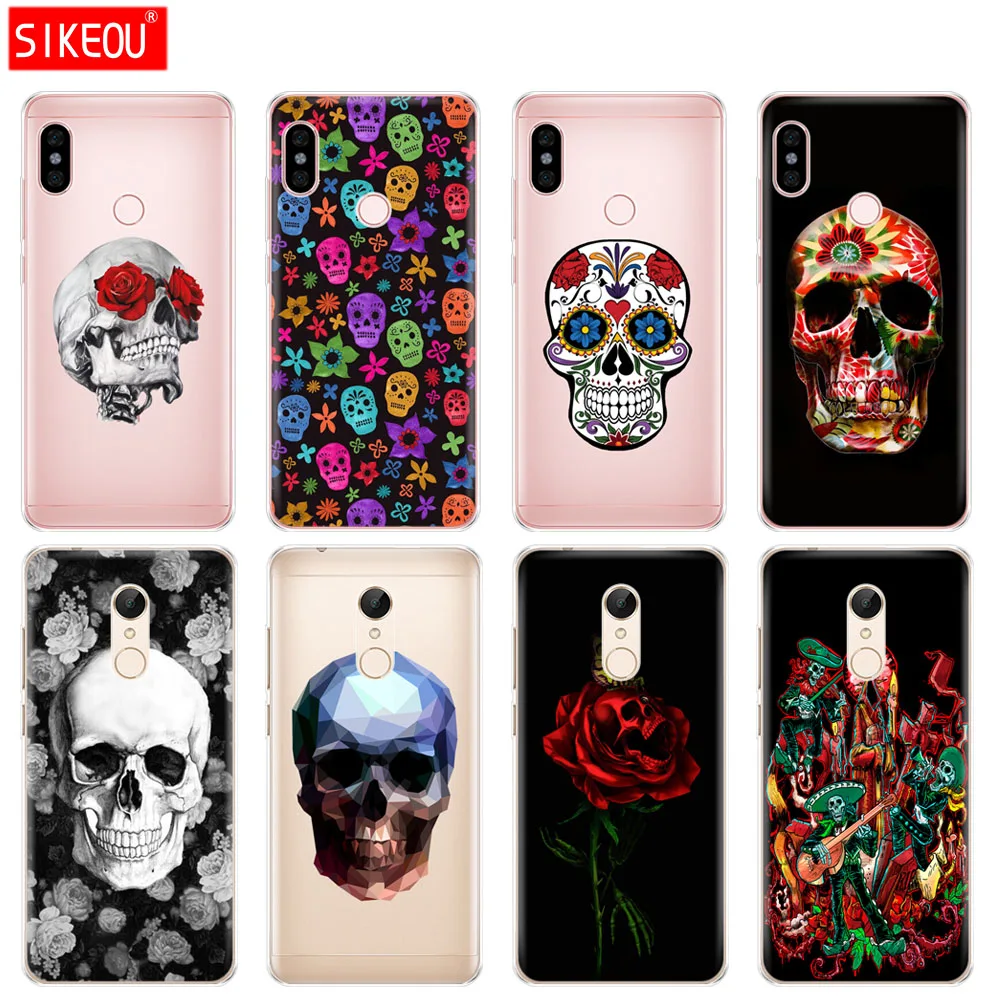 Silicone Cover phone Case for Xiaomi redmi S2 Y2 6 5 2 3 3s pro PLUS note 4 4X 4A 5A 6A soft tpu Flower Skull coque clear |