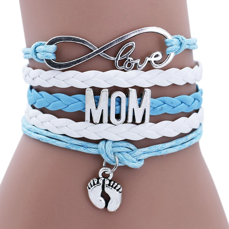 Бесконечная любовь мамы мать Baby Shower стопы ноги талисман Двойное сердце