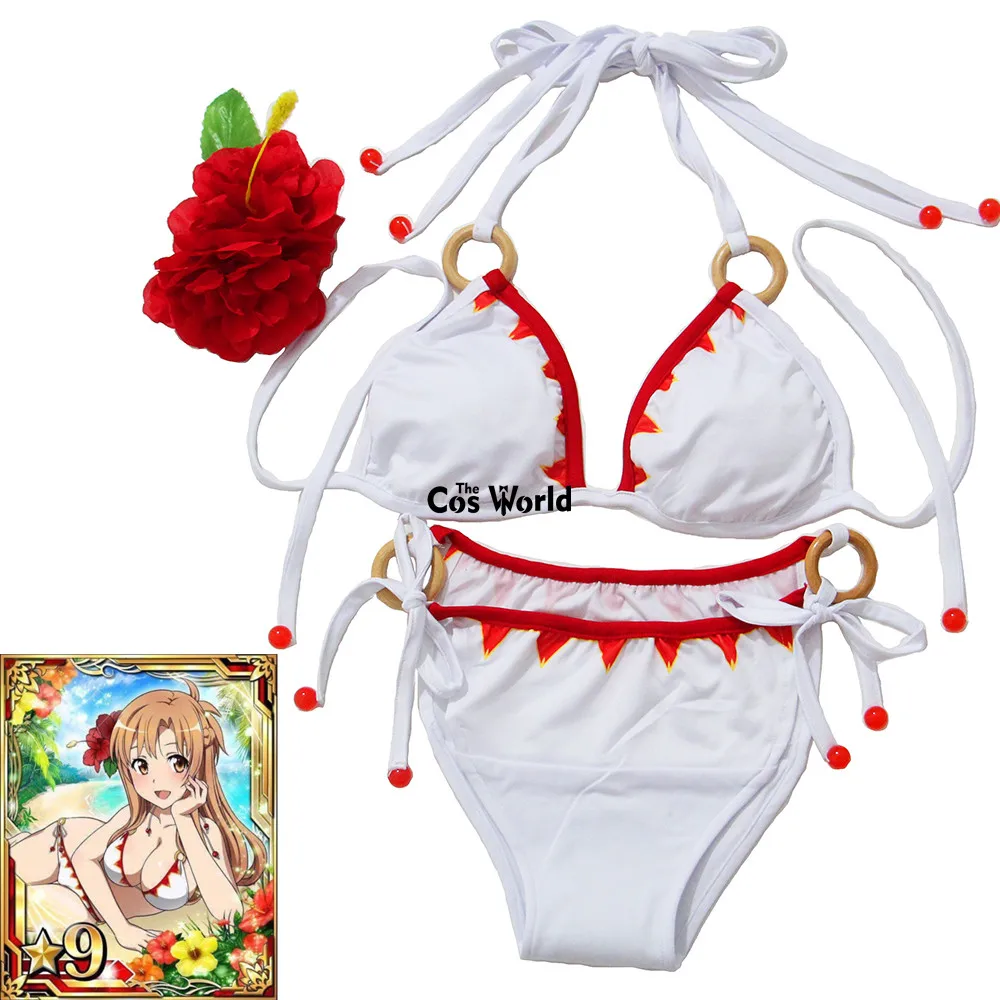 SAO Sword Art Online Yuuki Asuna купальный костюм бикини топы с трусами аниме костюмы для