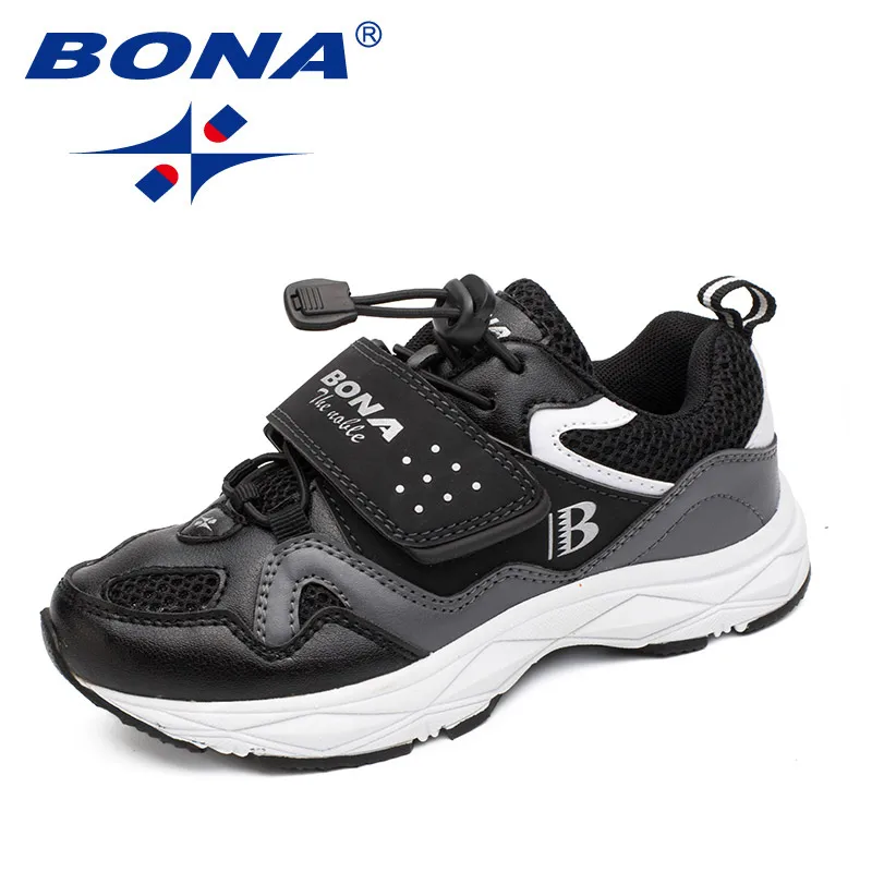 BLACK BONA/Новое поступление; Лидер продаж; стильная детская повседневная обувь на липучке; обувь для мальчиков; синтетическая обувь для девочек; Удобный светильник; - Цвет: BLACK