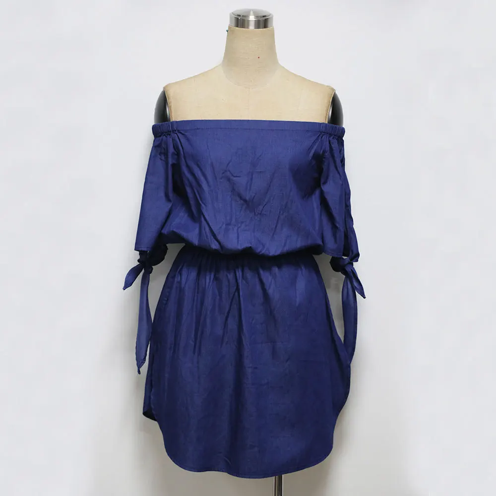 Новые модные женские туфли с открытыми плечами Половина рукава платье из