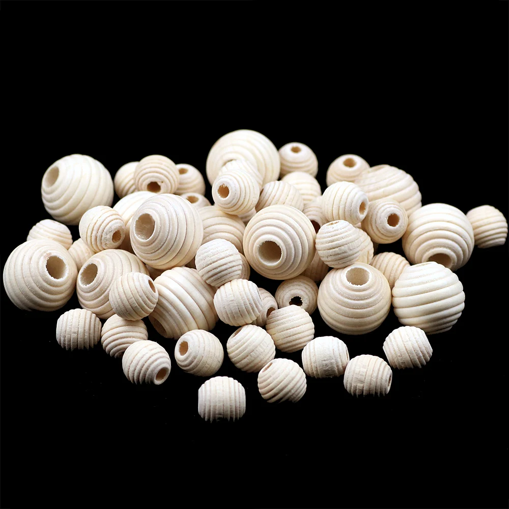 

WLYeeS Eco-Friendly Round Thread Spacer Beads Natural wood Loose bead for DIY Jewelry Making Bracelet Necklace accessories 12/20