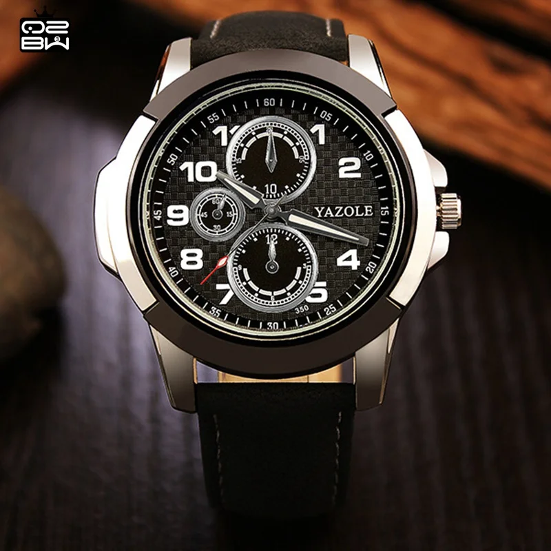 Fashion YAZOLE Watch Men Luxury Brand Quartz-Watch Leather Strap Relogio Masculino Male Casual Clock Military 350YZL-6 | Наручные часы