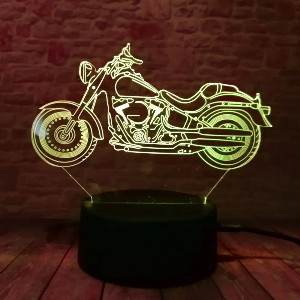 3D мотоциклетный Ночной светильник акриловая RGB иллюзия визуальная настольная