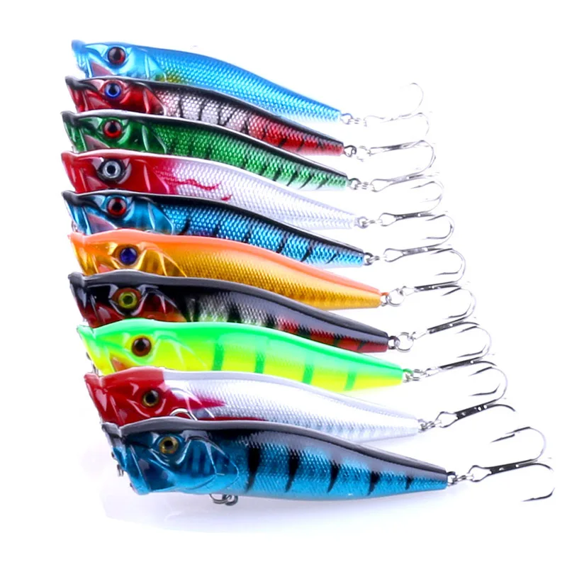 

10pcs Fishing Lure Topwater Popper wobbler isca artificial Crankbait 9cm 12g Hard Bait pesca fishing tackle