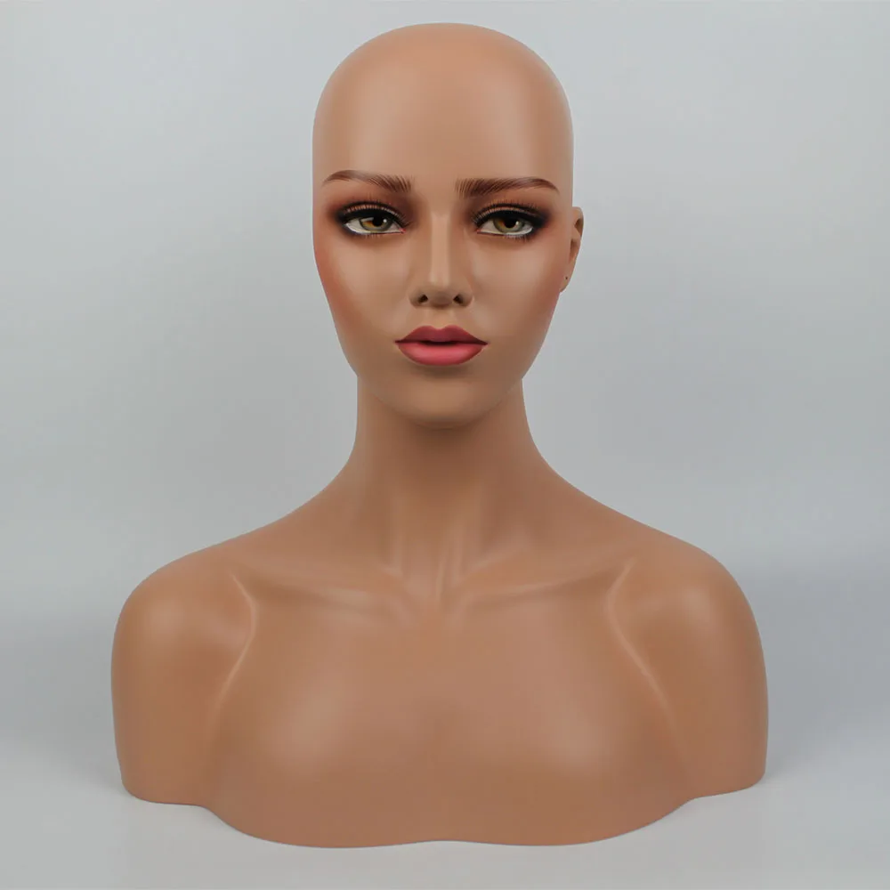 High Quality Plus Size Fiberglass Realistic Female Mannequin Heads Manikin Dummy Head Bust For Sunglass Jewelry Wigs Display